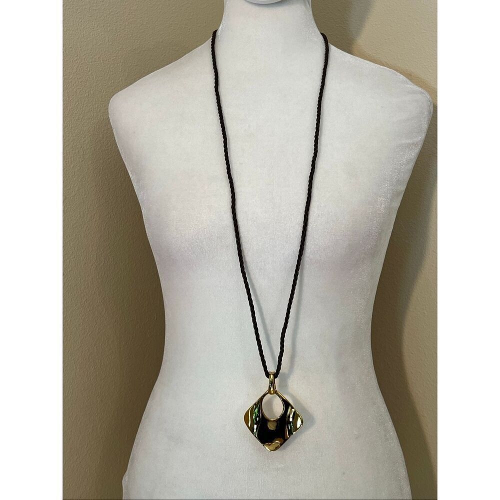 New! Premier Designs Good As Gold Pendant on a Twisted Chocolate Brown Cord